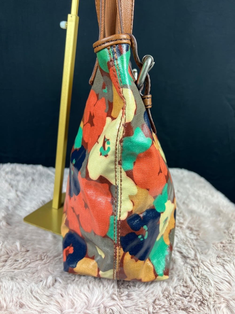 Fossil Key-Per Abstract Floral Coated Canvas Shopper Tote ZB5126 | EUC - Picture 5 of 10